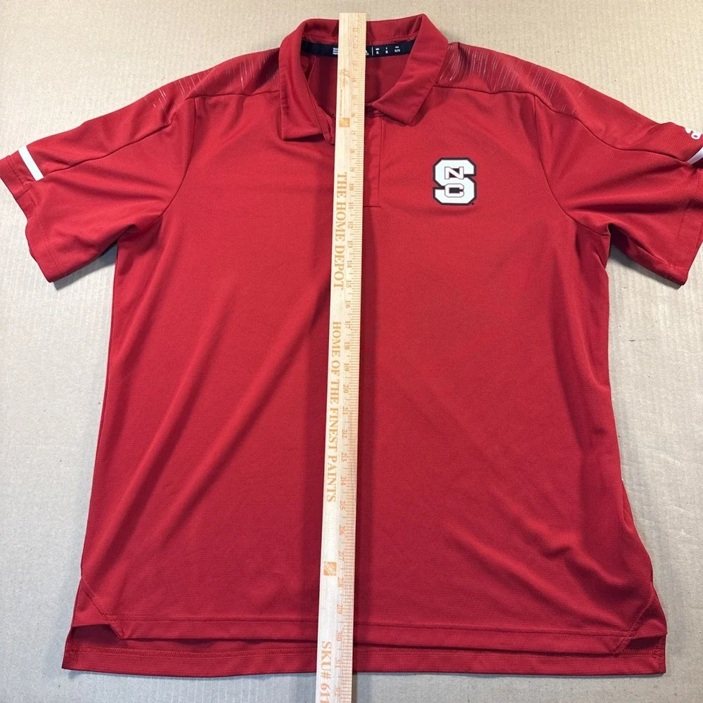 Adidas Polo Shirt Mens XL Red NC State Wolfpack NCAA Short Sleeve Climalite